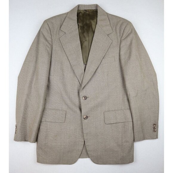 JOHN WEITZ BY PALM BEACH - VINTAGE MEN'S BEIGE BROWN BLAZER SUIT JACKET - 40R - Picture 2 of 7